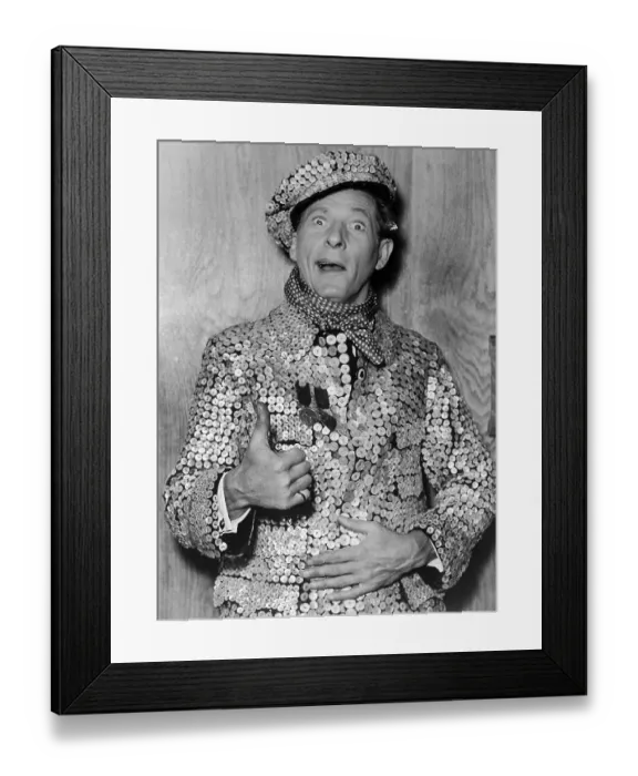 Framed Print : Danny Kaye Wearing Suit Made of Buttons Framed Print : Danny Kaye Wearing Suit Made of Buttons