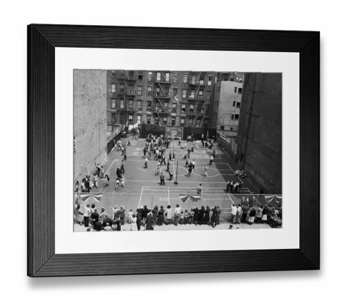 Framed Print : Elevated view of youngsters on playground, New Pal Playground, Manhattan, New York City, New York State, USA. May 14, 1949 Framed Print : Elevated view of youngsters on playground, New Pal Playground, Manhattan, New York City, New York State, USA. May 14, 1949
