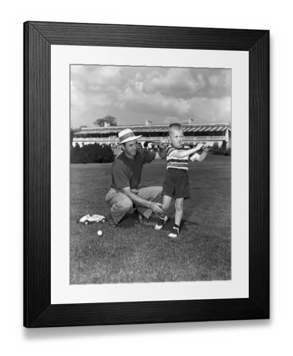 Framed Print : Sam Snead Teaching Son Golf Framed Print : Sam Snead Teaching Son Golf