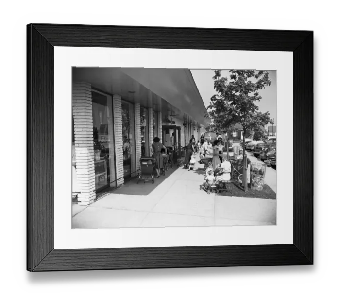 Framed Print : Mothers and Children in Levittown Shopping Center Framed Print : Mothers and Children in Levittown Shopping Center