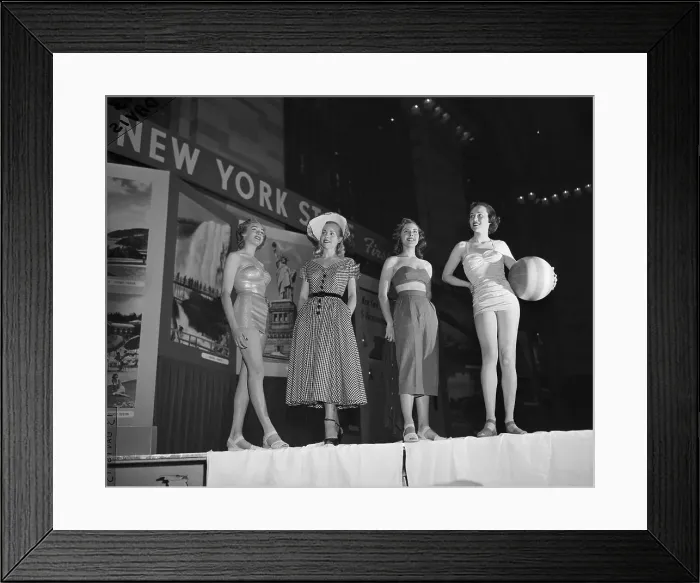 Framed Print : Women In Bathing Suits On Stage Framed Print : Women In Bathing Suits On Stage