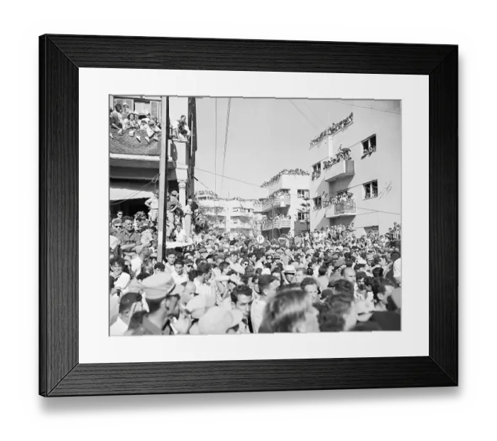 Framed Print : Crowds Fill Street Before Parade Framed Print : Crowds Fill Street Before Parade