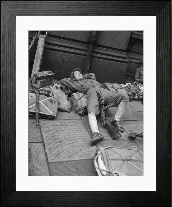 Framed Print : Chinese Soldier Sleeping Framed Print : Chinese Soldier Sleeping