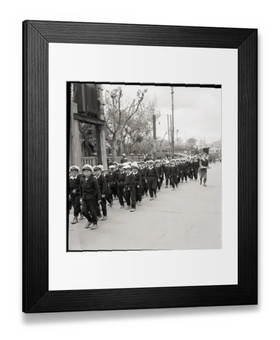 Framed Print : Chinese Kids March Through Street In Uni Framed Print : Chinese Kids March Through Street In Uni
