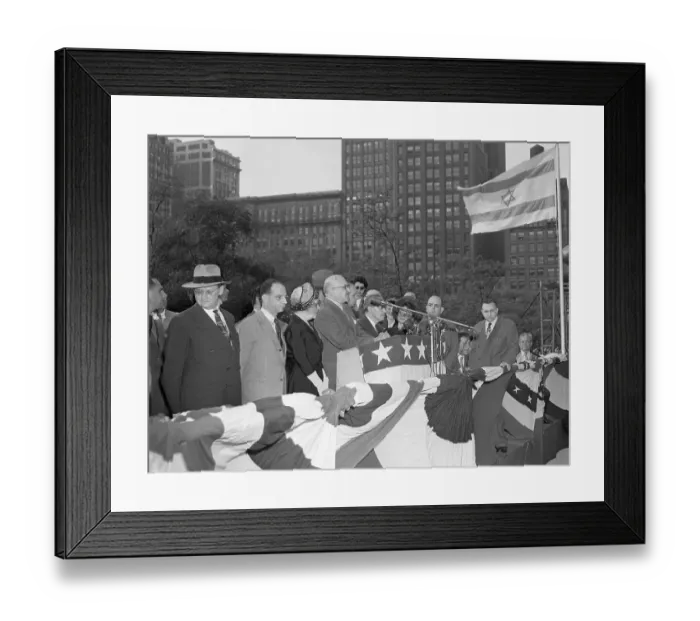Framed Print : Chaim Weizmann Speaking at an Israeli Independence Day Rally Framed Print : Chaim Weizmann Speaking at an Israeli Independence Day Rally