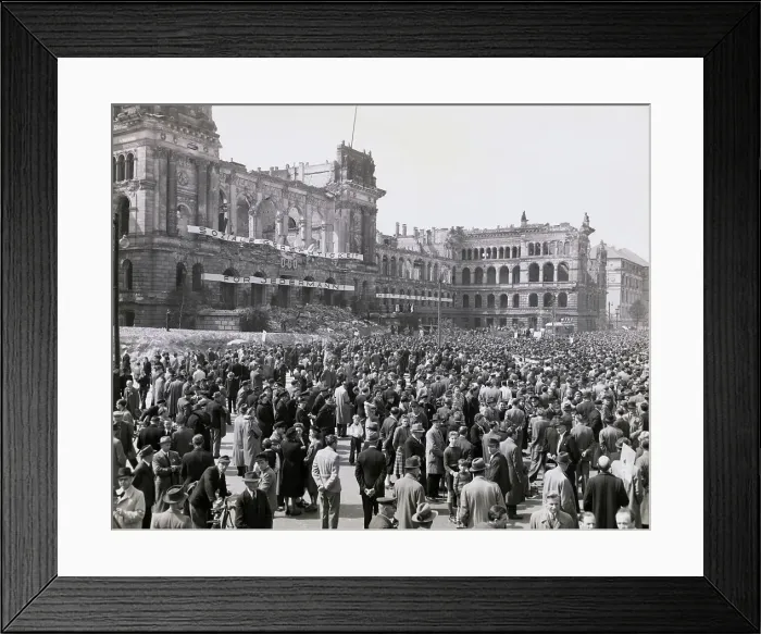Framed Print : Massive Crowd Outside Large Building Framed Print : Massive Crowd Outside Large Building