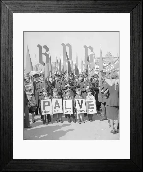 Framed Print : Children Holding Signs at May Day Rally Framed Print : Children Holding Signs at May Day Rally