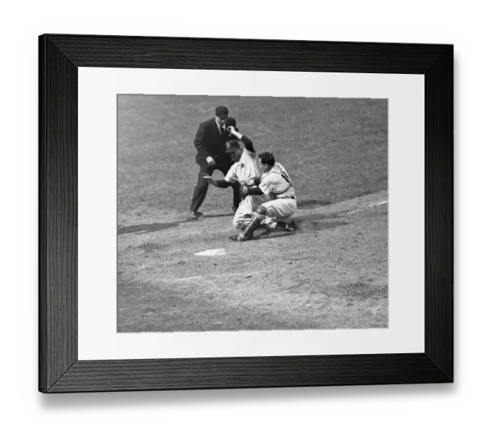 Framed Print : Yogi Berra Tagging Runner Framed Print : Yogi Berra Tagging Runner