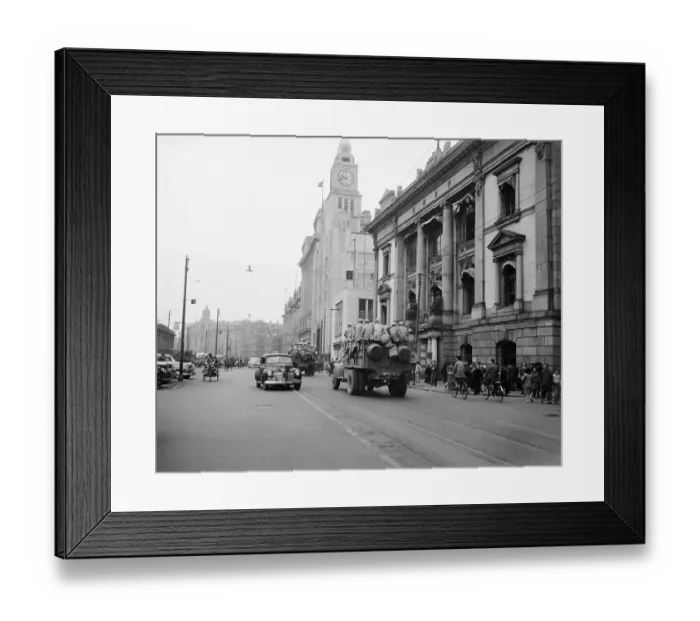 Framed Print : Truckloads Of Troops On City Street Framed Print : Truckloads Of Troops On City Street
