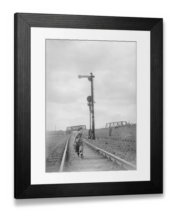 Framed Print : German Boy Walking to Western Sector of Berlin Framed Print : German Boy Walking to Western Sector of Berlin