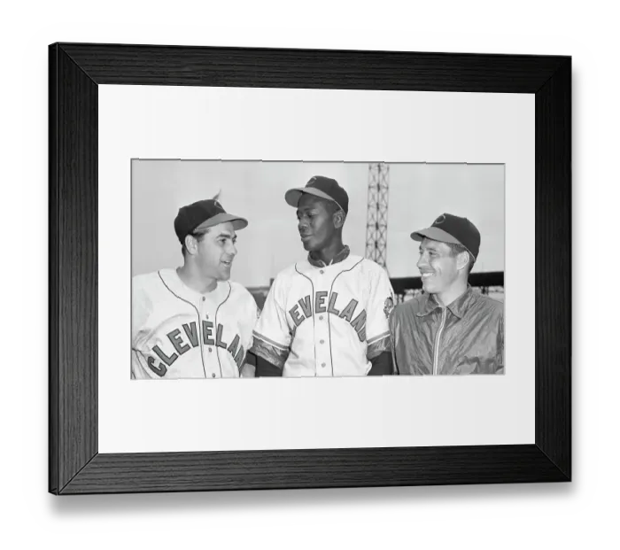 Framed Print : Lou Boudreau, Satchel Paige & Bob Feller