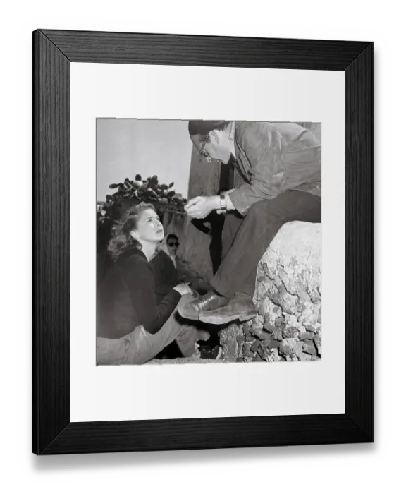 Framed Print : Ingrid Bergman and Roberto Rossellini Conversing Outdoors Framed Print : Ingrid Bergman and Roberto Rossellini Conversing Outdoors