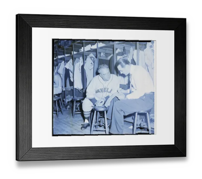 Framed Print : Lou Boudreau & Coach In Locker Room Framed Print : Lou Boudreau & Coach In Locker Room