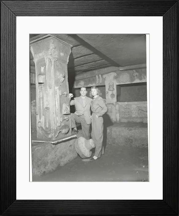 Framed Print : Ingrid Bergman and Roberto Rossellini Posing Inside Ancient Ruins Framed Print : Ingrid Bergman and Roberto Rossellini Posing Inside Ancient Ruins