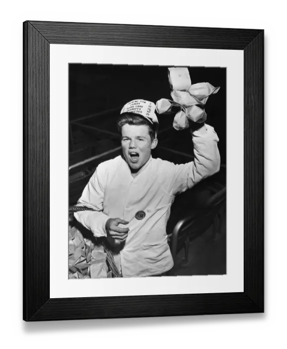 Framed Print : Boy Yelling, Selling Peanuts At Baseball Framed Print : Boy Yelling, Selling Peanuts At Baseball
