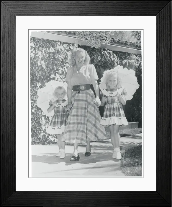 Framed Print : Actress Alice Faye with Her Daughters Holding Parasols Framed Print : Actress Alice Faye with Her Daughters Holding Parasols