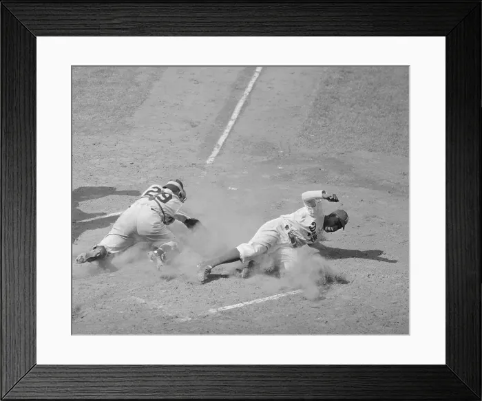 Framed Print : Jackie Robinson Sliding into Home Plate Framed Print : Jackie Robinson Sliding into Home Plate
