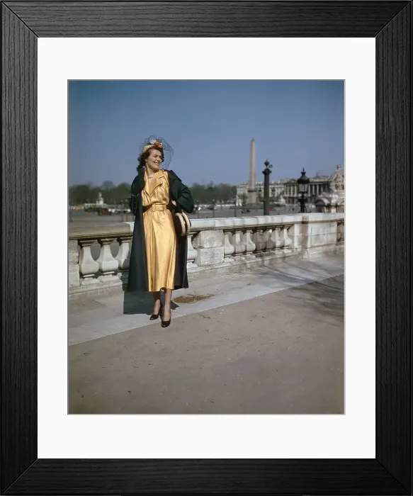 Framed Print : Woman Modeling Dress and Coat Framed Print : Woman Modeling Dress and Coat