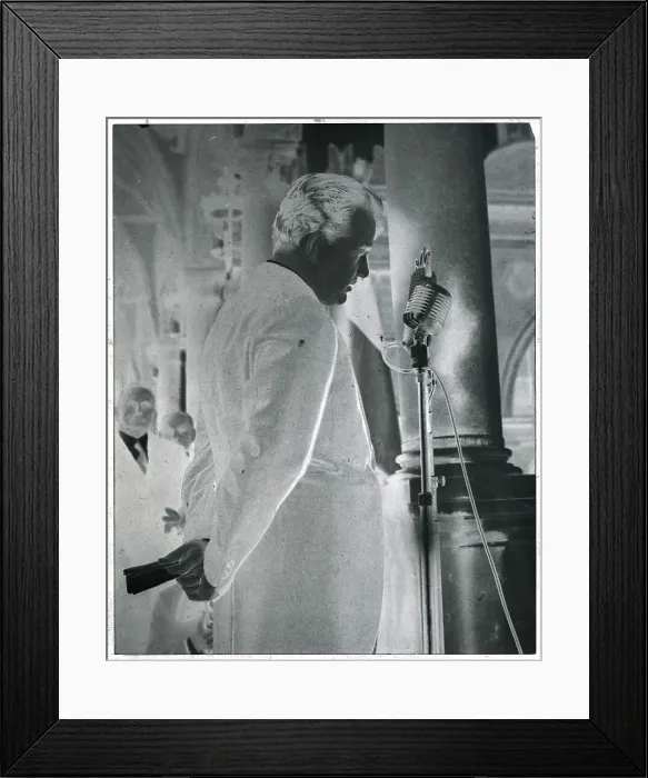Framed Print : Prince Rainier III Standing in Front of Microphone Framed Print : Prince Rainier III Standing in Front of Microphone