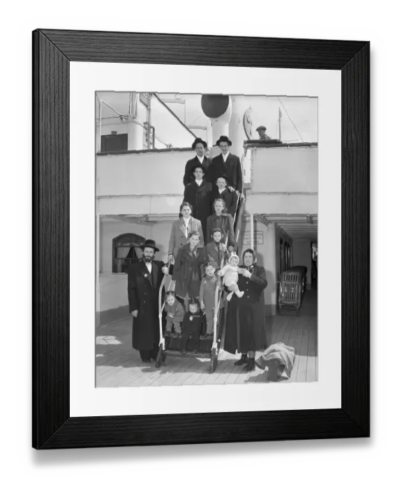 Framed Print : Jewish Family Arriving in America Aboard Ocean Liner Framed Print : Jewish Family Arriving in America Aboard Ocean Liner