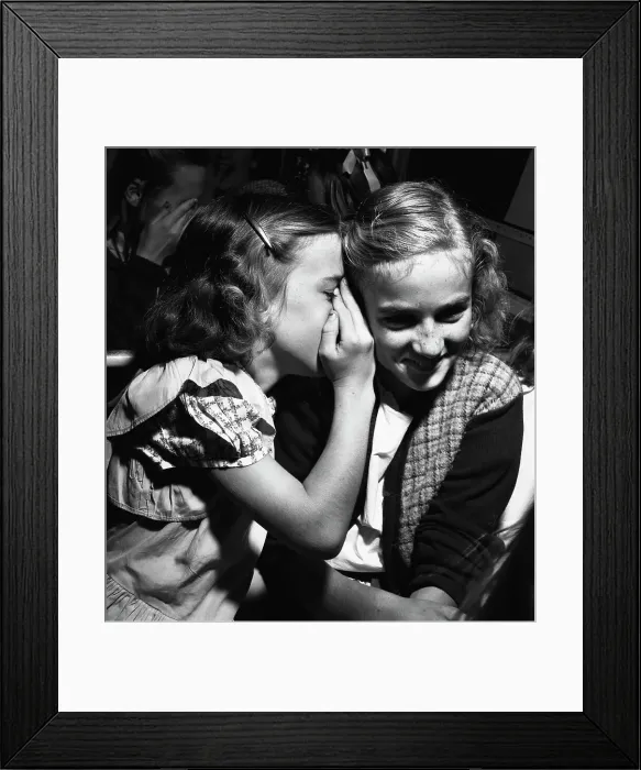 Framed Print : Two Girls Sharing a Secret