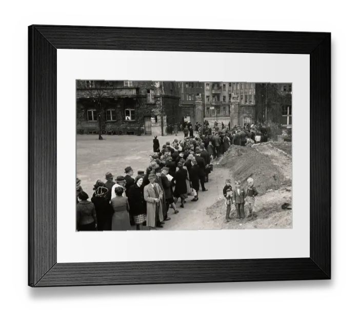 Framed Print : Workers Queueing In Berlin Framed Print : Workers Queueing In Berlin