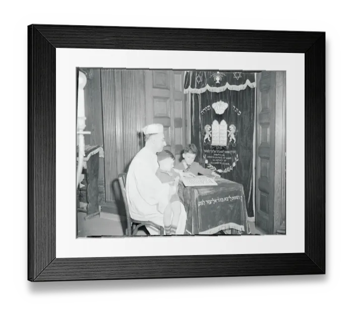 Framed Print : Elderly Jewish Man Teaching Customs to Young Boys