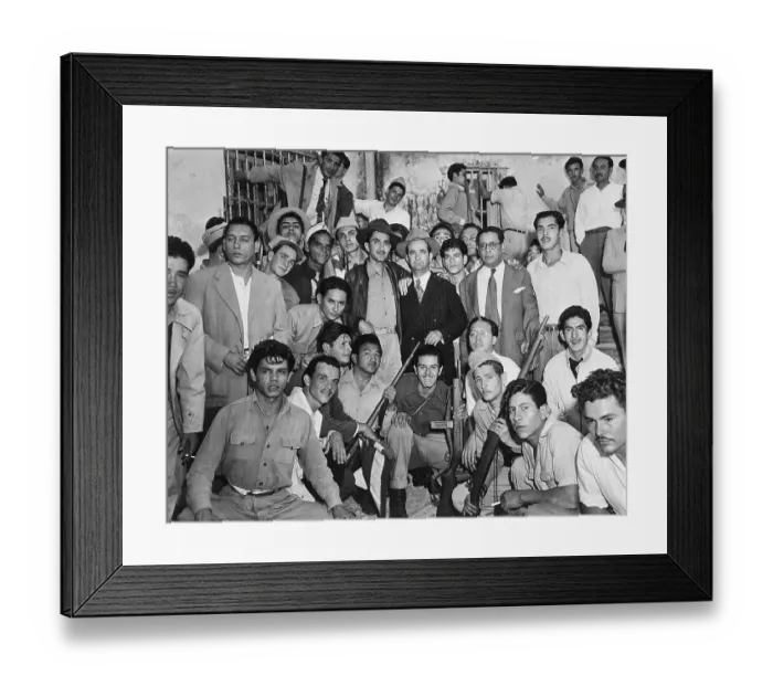 Framed Print : Soldiers Pose with Jose Figueres Framed Print : Soldiers Pose with Jose Figueres
