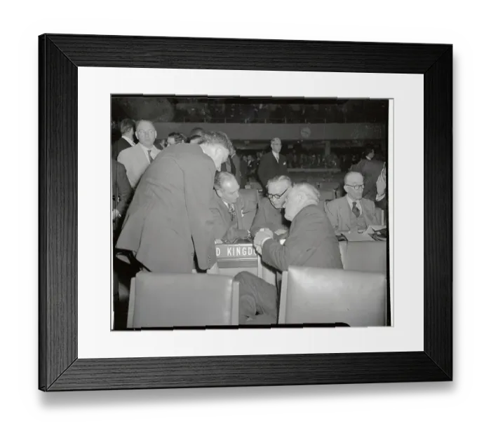 Framed Print : U. N. Officials Having Conversation at Session Framed Print : U. N. Officials Having Conversation at Session