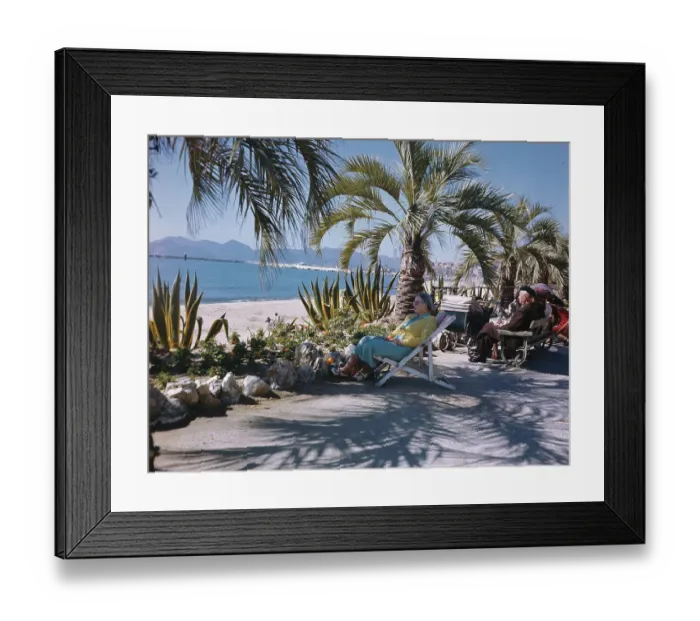 Framed Print : People Relaxing in Palm Tree Shade Framed Print : People Relaxing in Palm Tree Shade