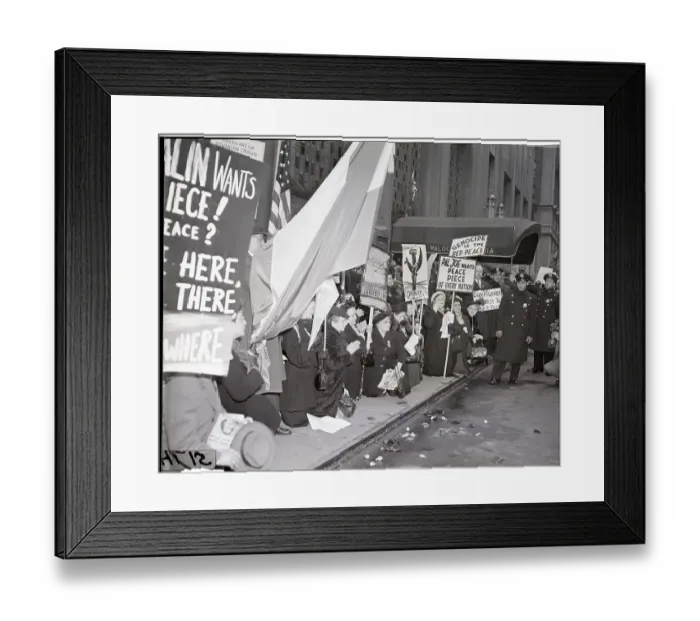 Framed Print : Anti-Communist Pickets Kneel in Prayer Framed Print : Anti-Communist Pickets Kneel in Prayer