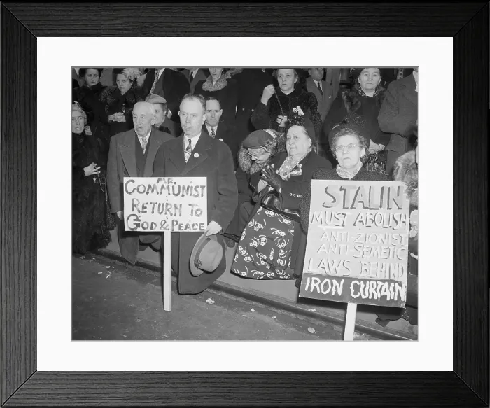 Framed Print : Anti-Soviet Protesters Kneel with Signs