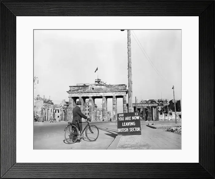 Framed Print : Man with Bicycle at Border