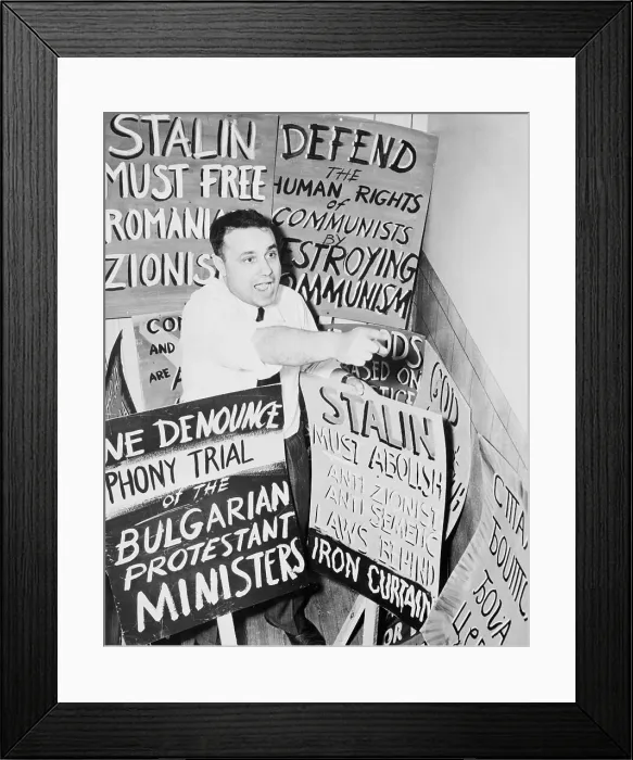 Framed Print : Joseph N. Calderon with Anti-Communism Signs Framed Print : Joseph N. Calderon with Anti-Communism Signs