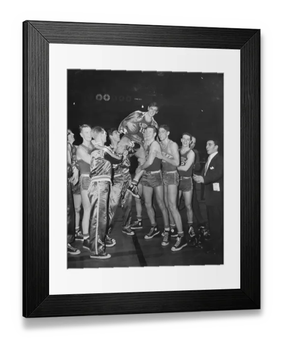 Framed Print : Basketball Players Hoisting Teammate Framed Print : Basketball Players Hoisting Teammate