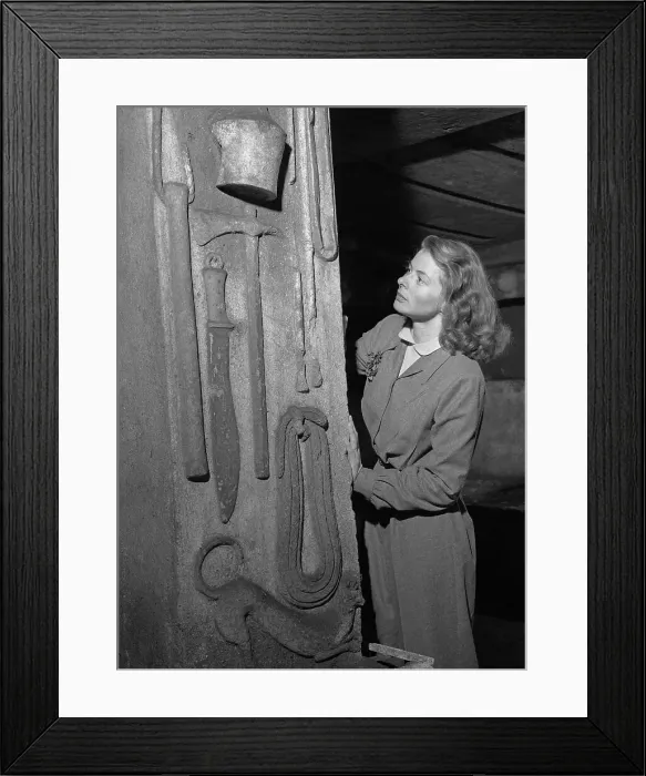 Framed Print : Ingrid Bergman Observing Ancient Handiworks Framed Print : Ingrid Bergman Observing Ancient Handiworks
