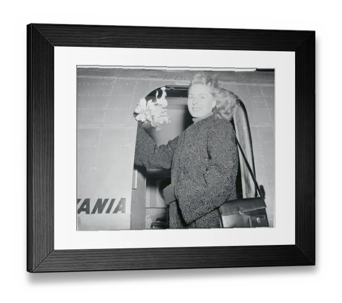 Framed Print : Ingrid Bergman Boarding a Plane Framed Print : Ingrid Bergman Boarding a Plane