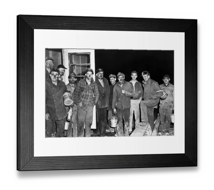 Framed Print : Group Of Miners Standing Framed Print : Group Of Miners Standing