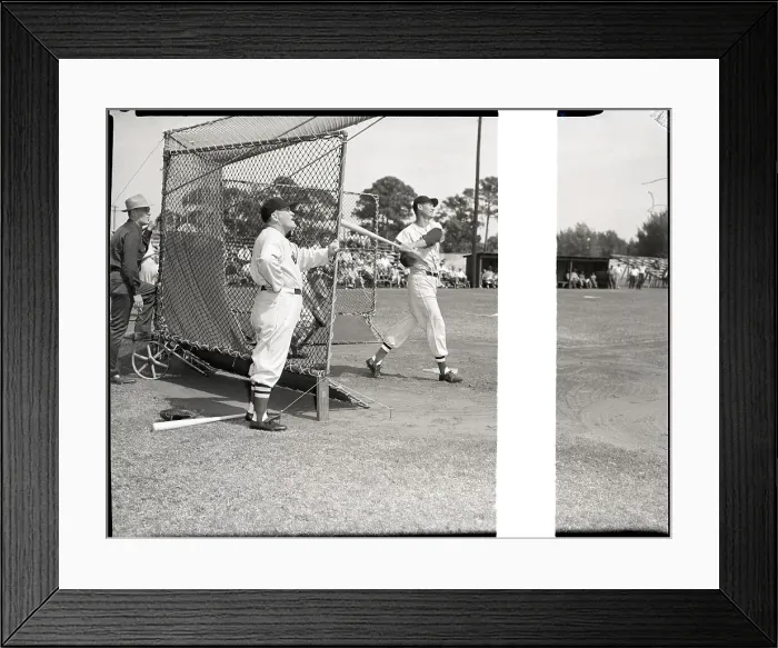 Framed Print : Ted Williams and End of Swing, Manager Looks On Framed Print : Ted Williams and End of Swing, Manager Looks On