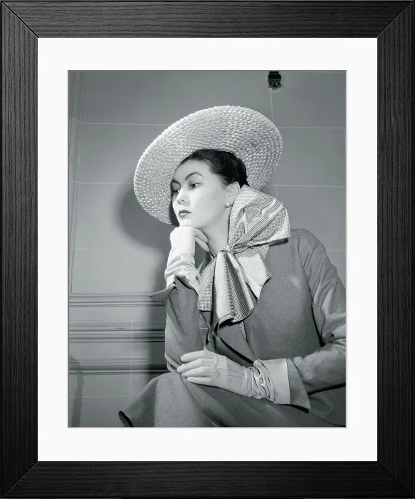Framed Print : Woman Modeling Christian Dior Ensemble Framed Print : Woman Modeling Christian Dior Ensemble