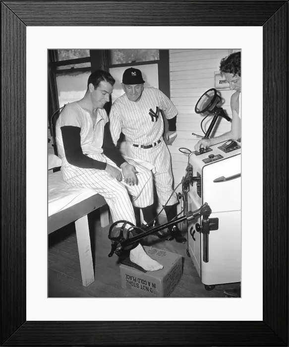 Framed Print : Joe DiMaggio Getting Heel Checked with Casey Stengel Framed Print : Joe DiMaggio Getting Heel Checked with Casey Stengel