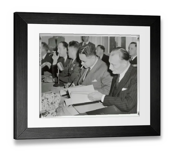 Framed Print : Ralph Bunche Signing the Armistice Agreement