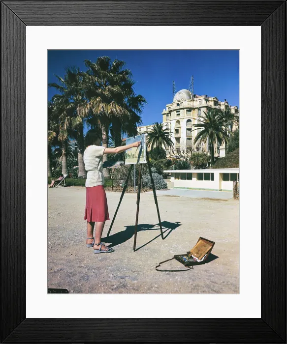 Framed Print : Girl Painting Rendition of Hotel Framed Print : Girl Painting Rendition of Hotel