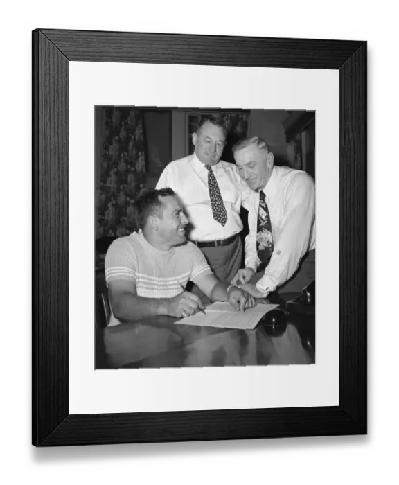 Framed Print : Yogi Berra Signing Contract Framed Print : Yogi Berra Signing Contract