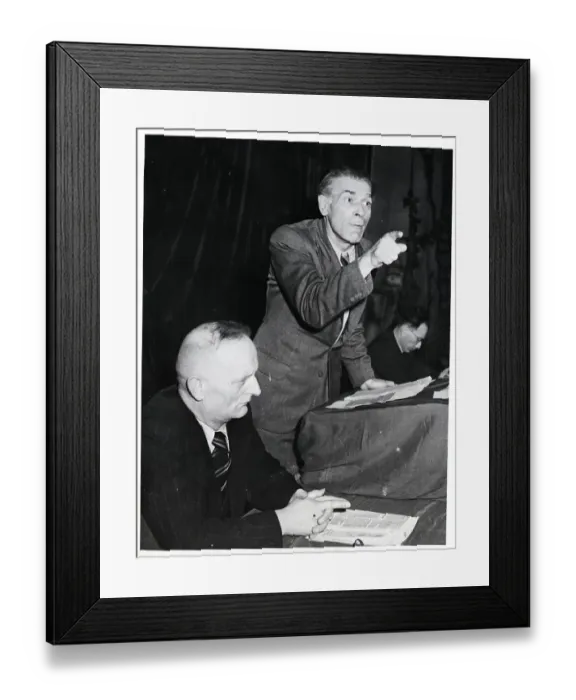 Framed Print : Max Reimann Gesturing During Address Framed Print : Max Reimann Gesturing During Address