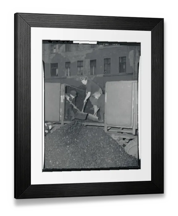 Framed Print : Mother and Children Shoveling Coal