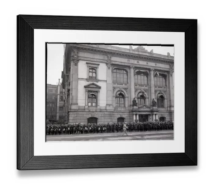 Framed Print : Police Standing Guard At Bank Building