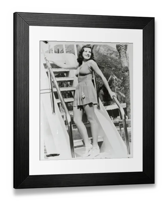 Framed Print : Actress Gene Tierney Posing on Steps Framed Print : Actress Gene Tierney Posing on Steps