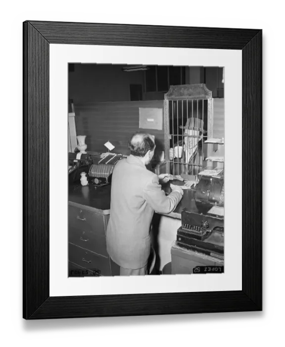 Framed Print : Customer Banks While Drinking Coffee Framed Print : Customer Banks While Drinking Coffee