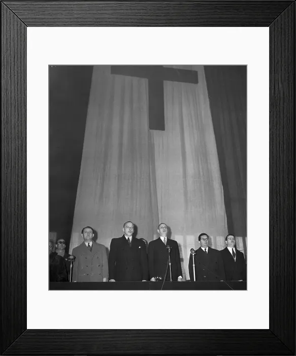 Framed Print : Delegates Standing Beneath Party Emblem Framed Print : Delegates Standing Beneath Party Emblem